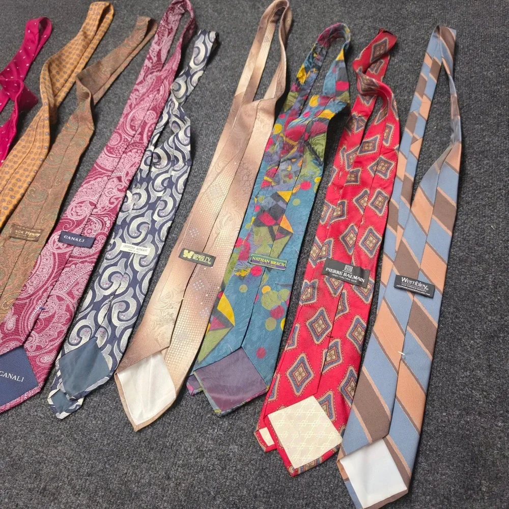Vintage Designer Silk Tie Lot Yves Saint Laurent Armani Canali Balmain 9pc